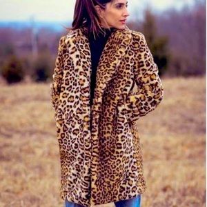 Faux Fur Leopard Coat